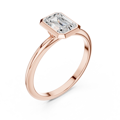 Sleek Emerald Diamond Engagement Ring