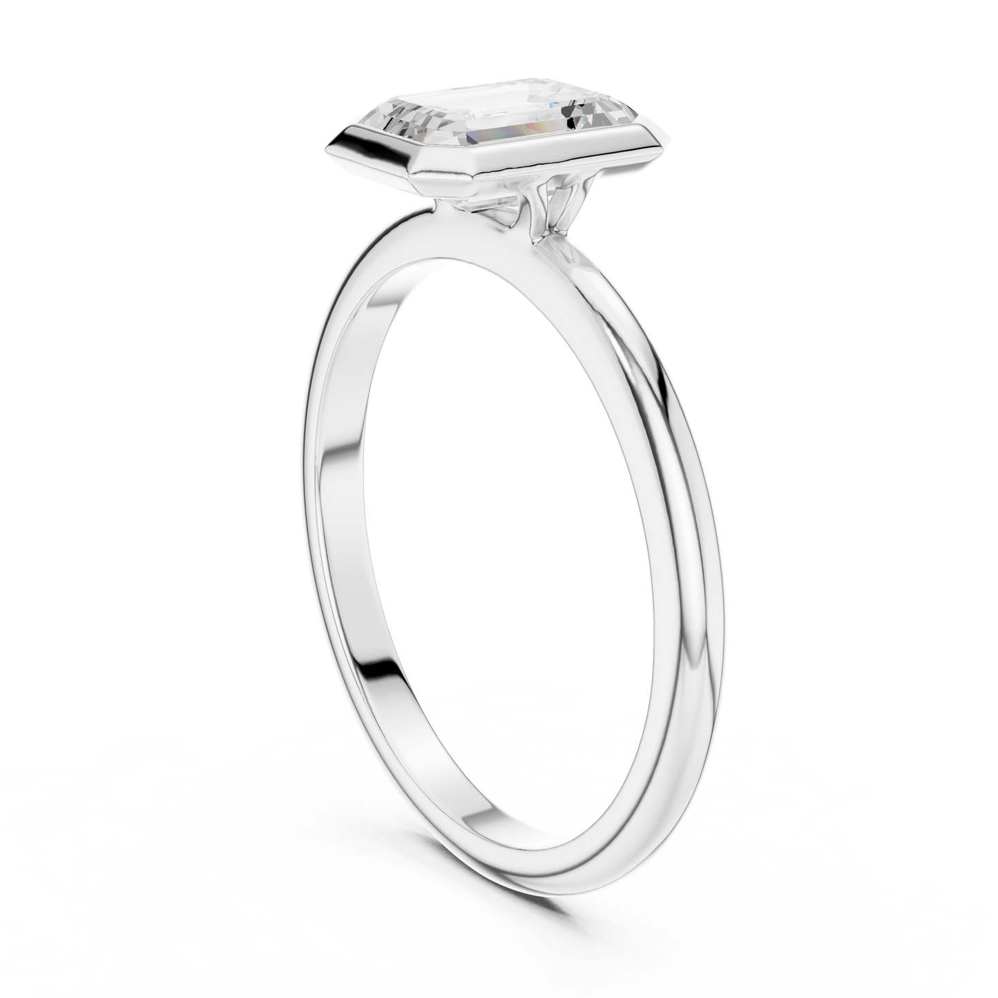 Sleek Emerald Diamond Engagement Ring