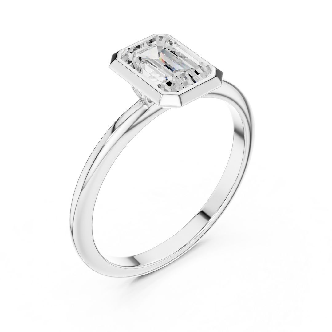 Sleek Emerald Diamond Engagement Ring