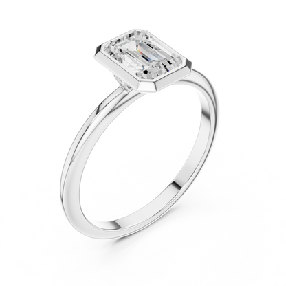 Sleek Emerald Diamond Engagement Ring
