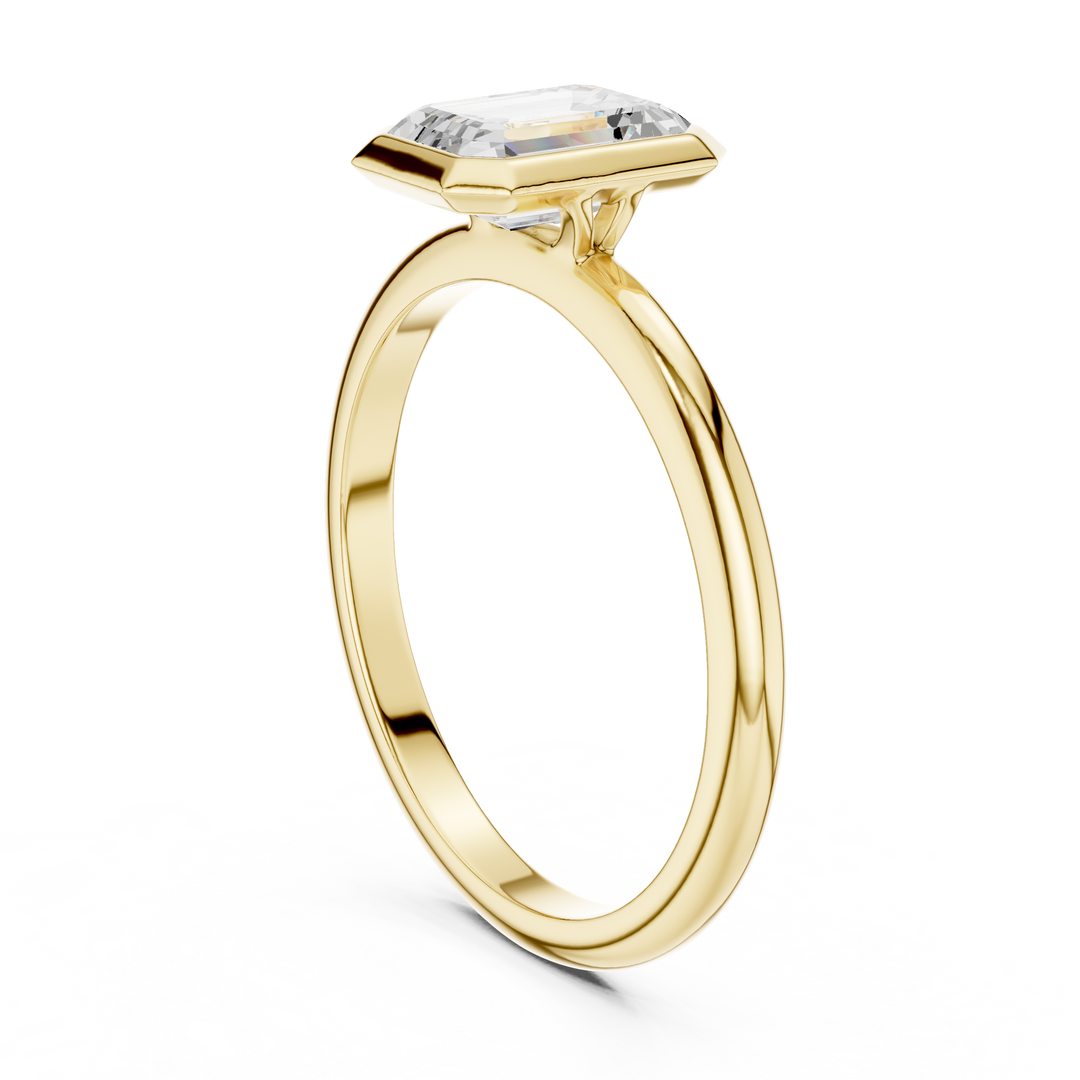 Sleek Emerald Diamond Engagement Ring