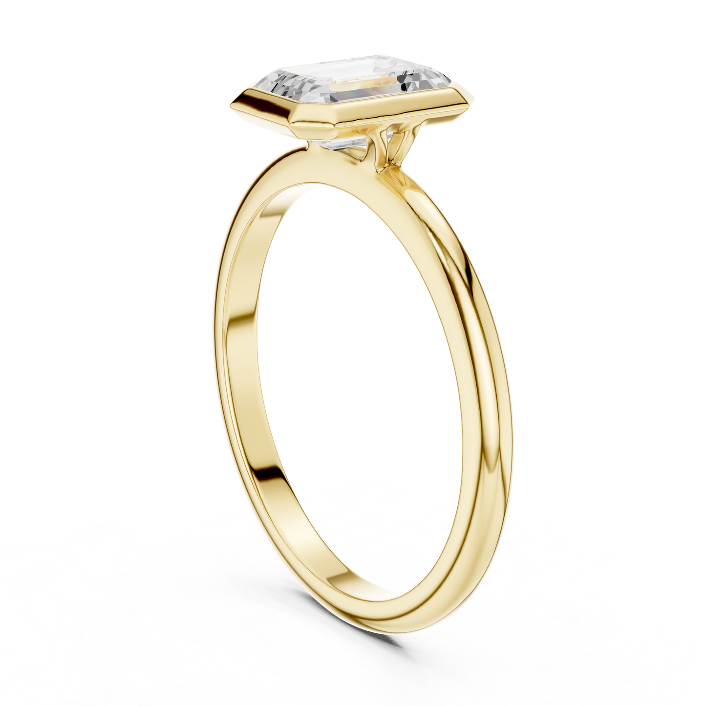 Sleek Emerald Diamond Engagement Ring
