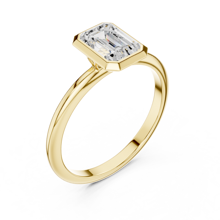 Sleek Emerald Diamond Engagement Ring