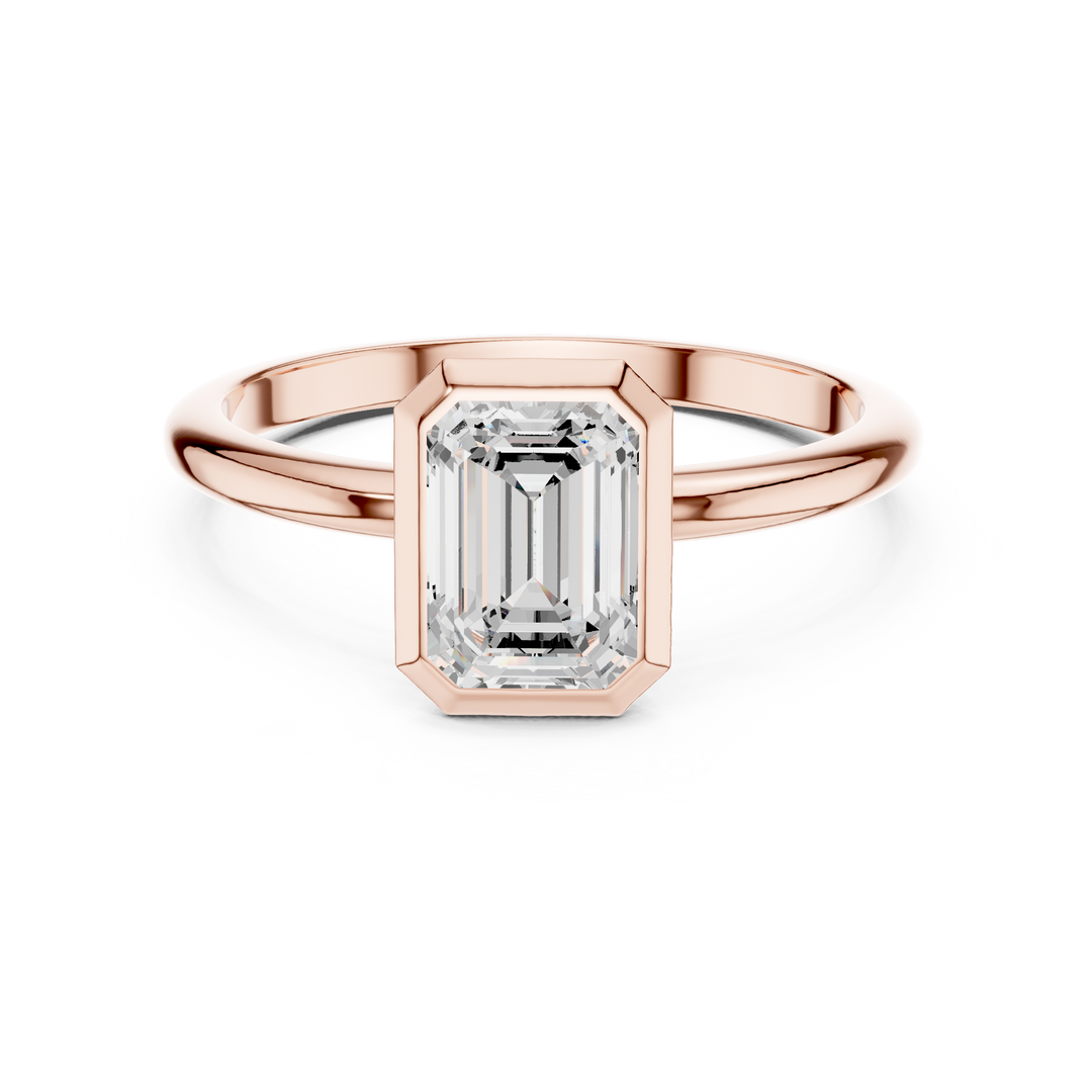 Sleek Emerald Diamond Engagement Ring