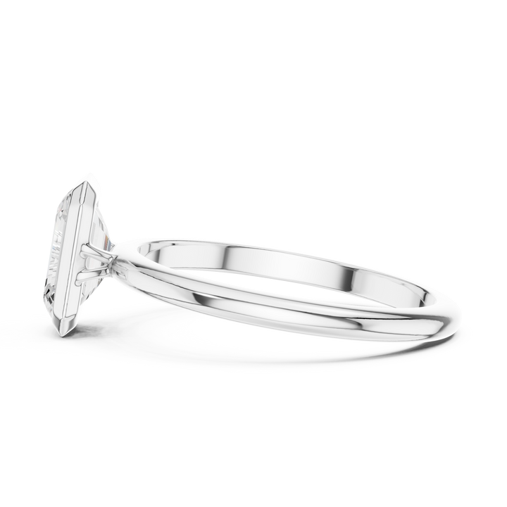Sleek Emerald Diamond Engagement Ring