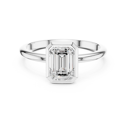 Sleek Emerald Diamond Engagement Ring