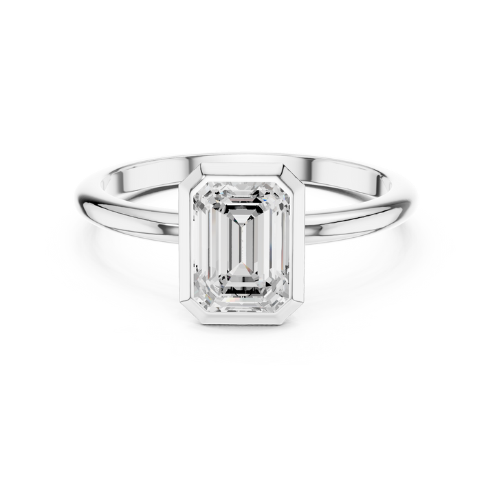 Sleek Emerald Diamond Engagement Ring