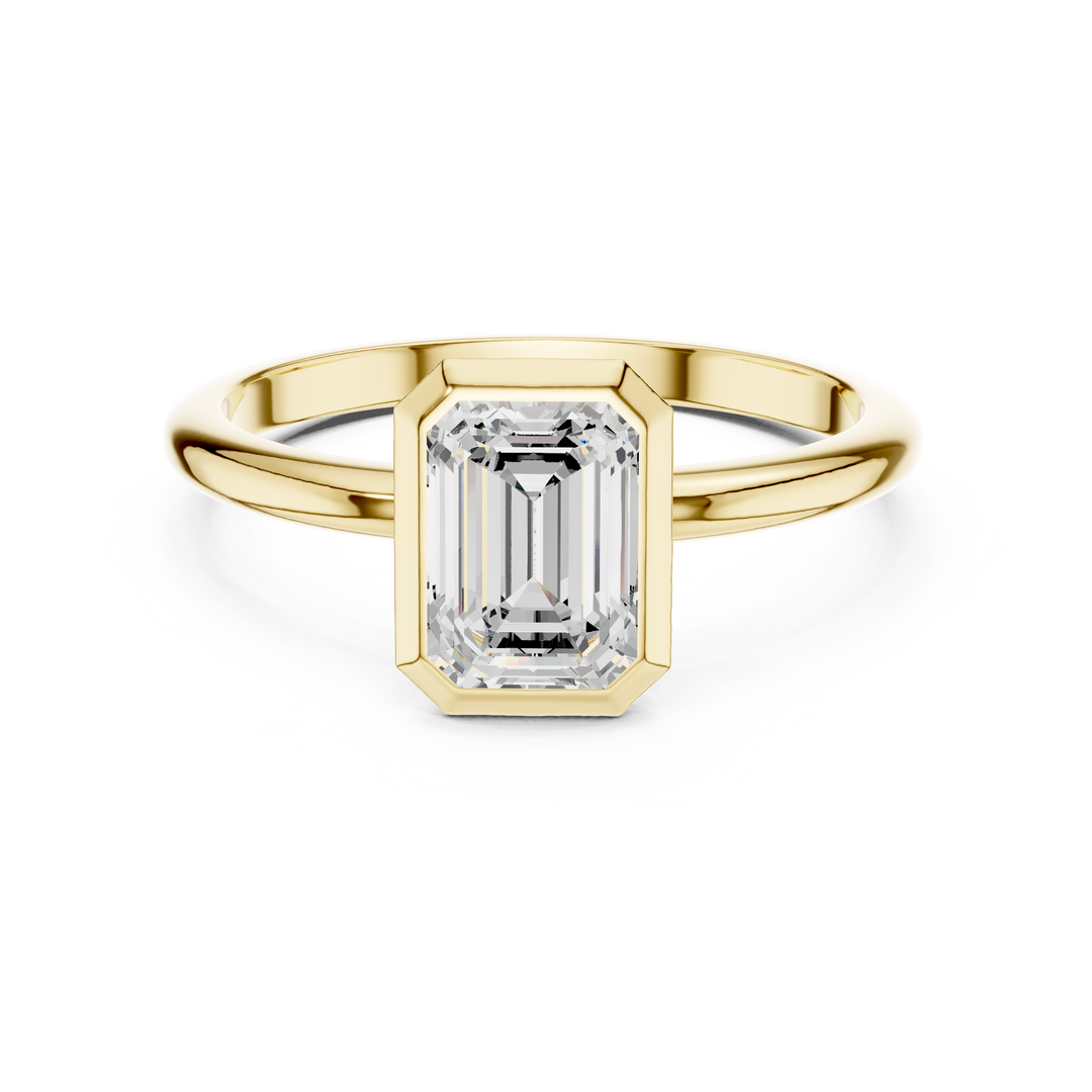 Sleek Emerald Diamond Engagement Ring