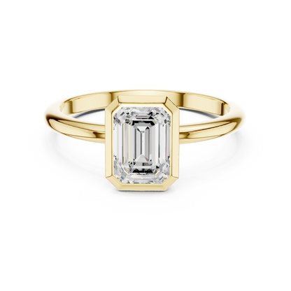 Sleek Emerald Diamond Engagement Ring