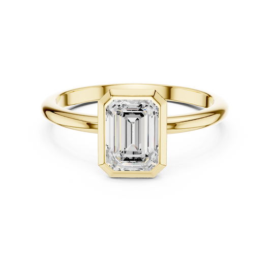 Sleek Emerald Diamond Engagement Ring