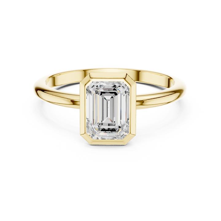 Sleek Emerald Diamond Engagement Ring