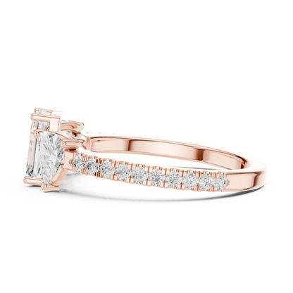 Emerald-Cut Trilogy Pave Diamond Ring