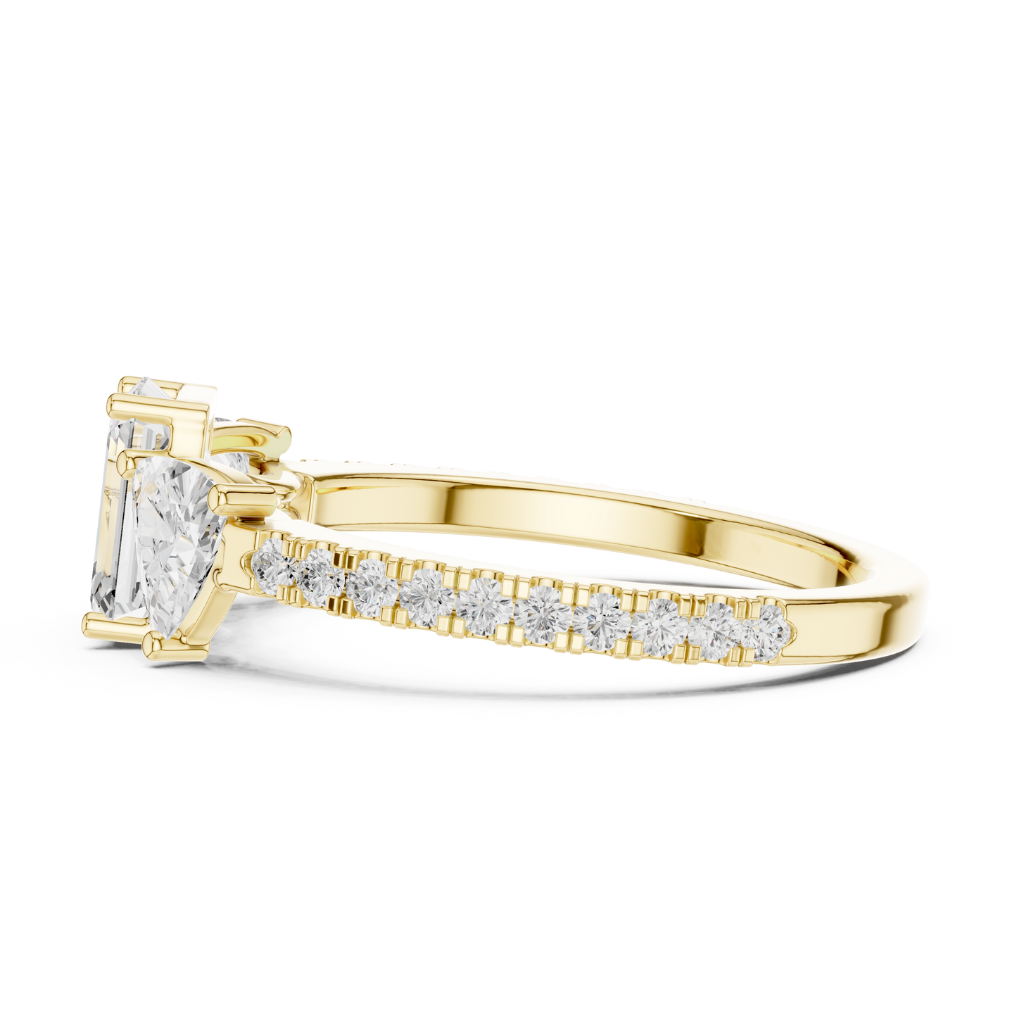 Emerald-Cut Trilogy Pave Diamond Ring