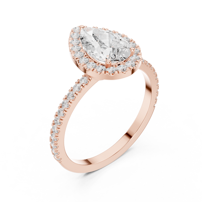 Pear Cut Halo Diamond Engagement Ring