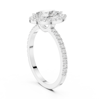 Pear Cut Halo Diamond Engagement Ring