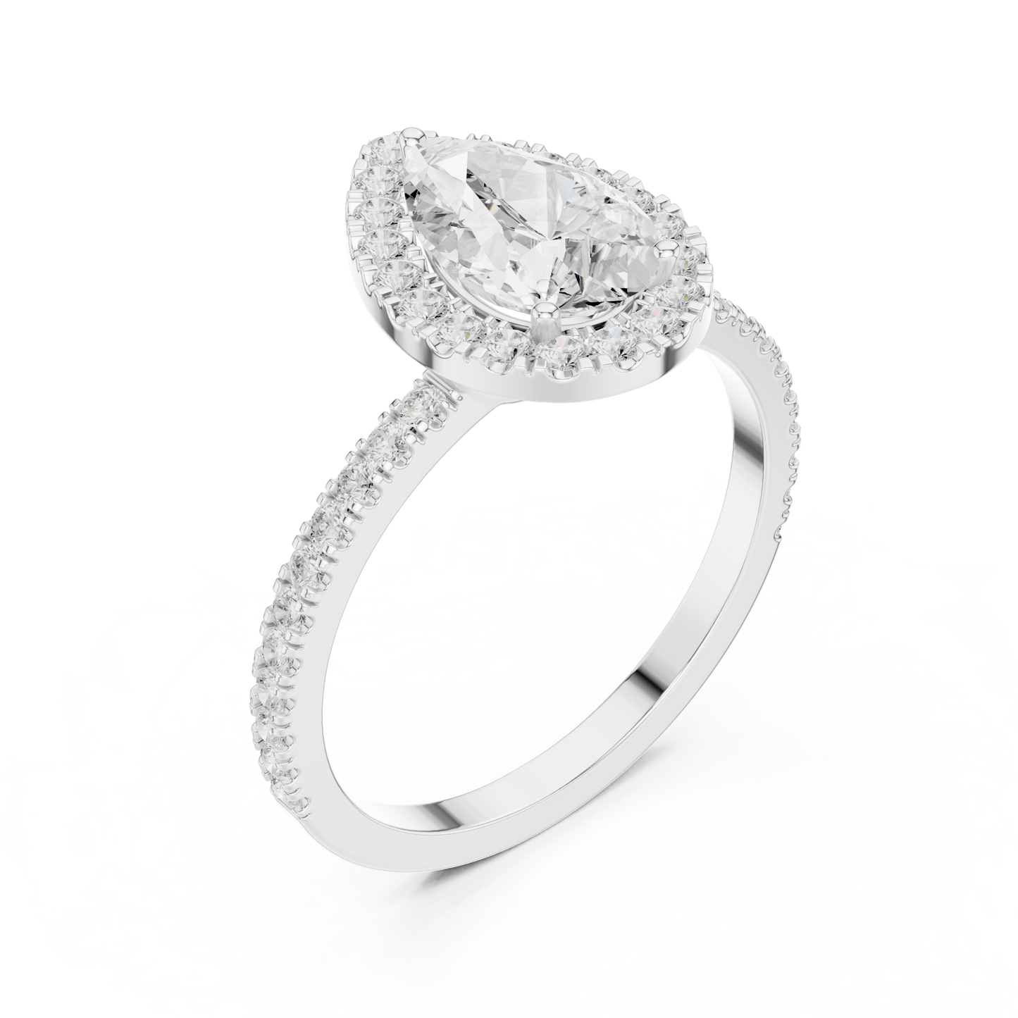 Pear Cut Halo Diamond Engagement Ring