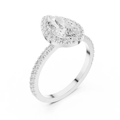 Pear Cut Halo Diamond Engagement Ring