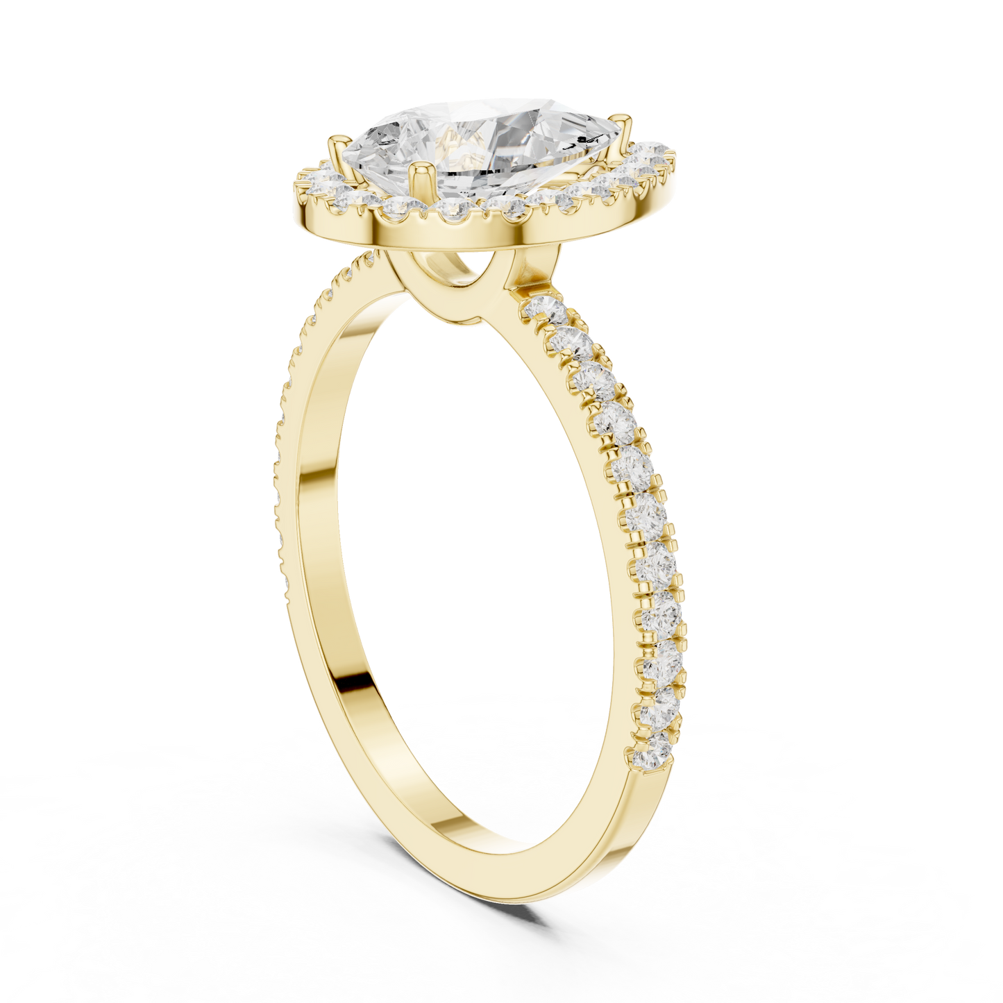 Pear Cut Halo Diamond Engagement Ring