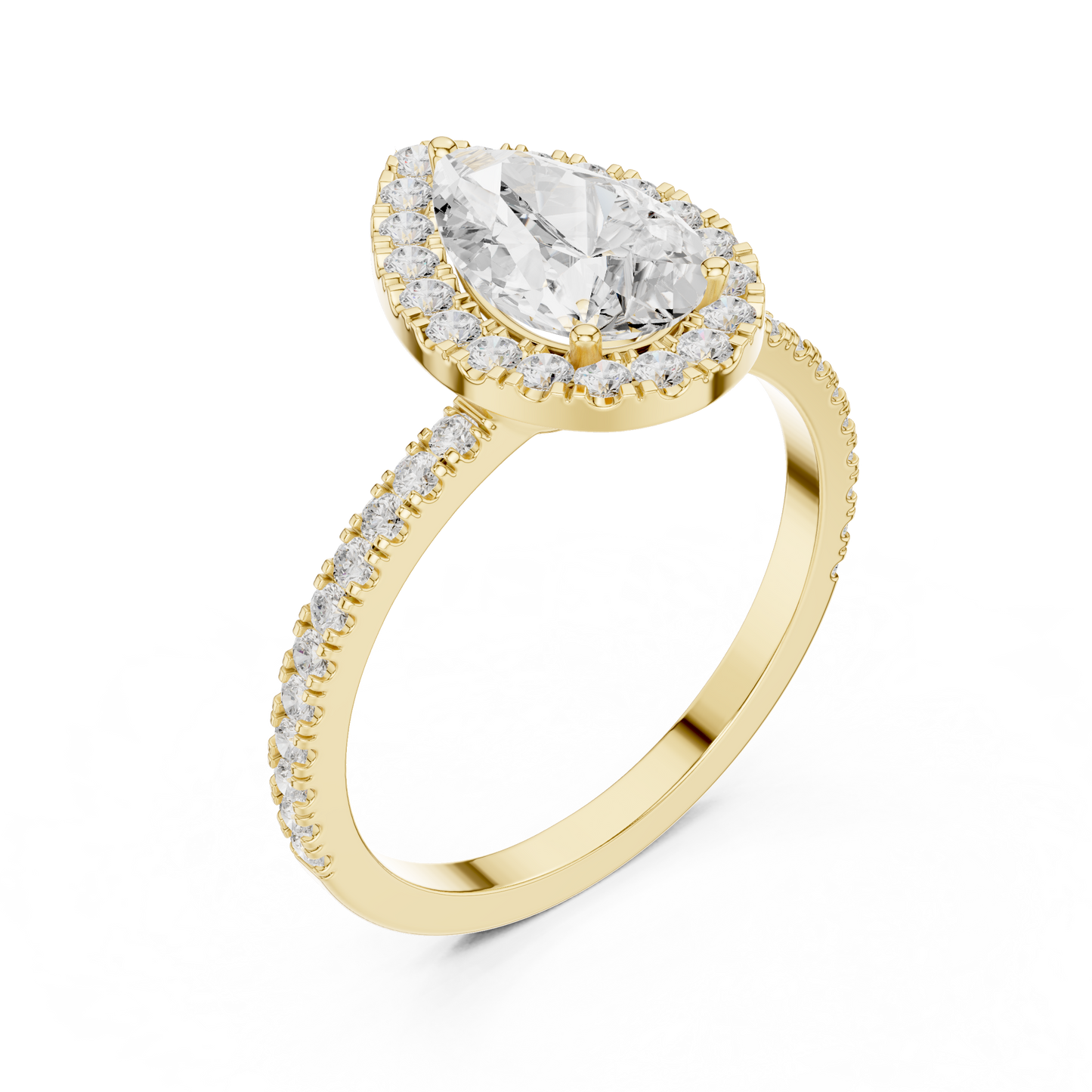 Pear Cut Halo Diamond Engagement Ring