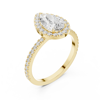 Pear Cut Halo Diamond Engagement Ring