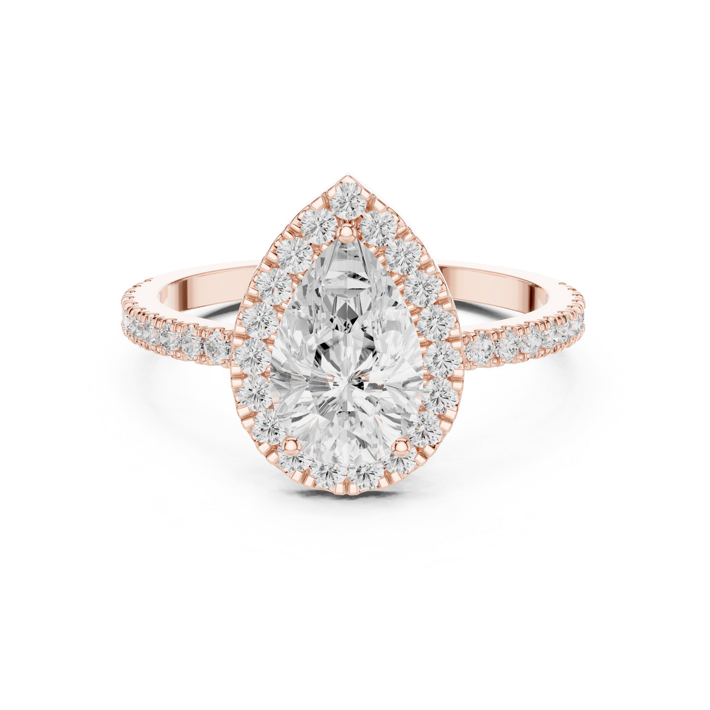Pear Cut Halo Diamond Engagement Ring