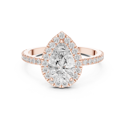 Pear Cut Halo Diamond Engagement Ring