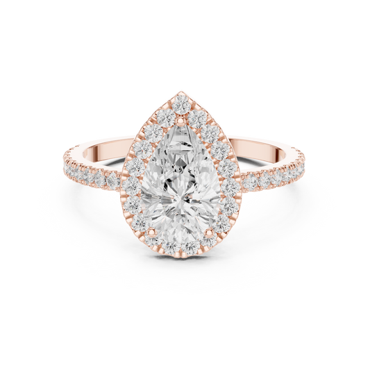 Pear Cut Halo Diamond Engagement Ring