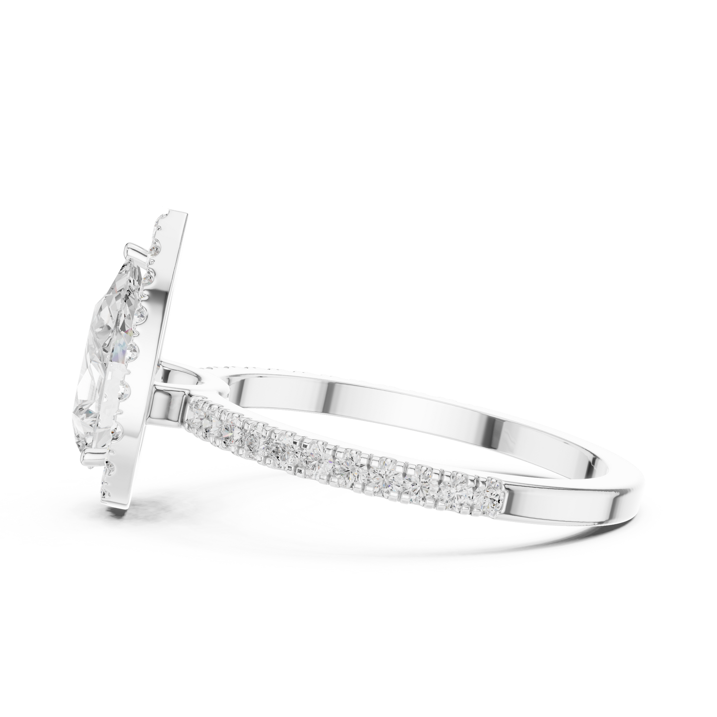 Pear Cut Halo Diamond Engagement Ring