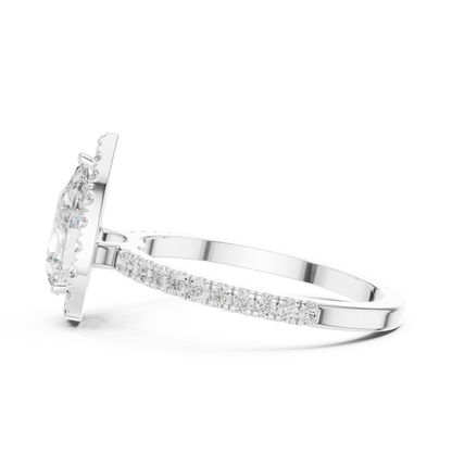 Pear Cut Halo Diamond Engagement Ring