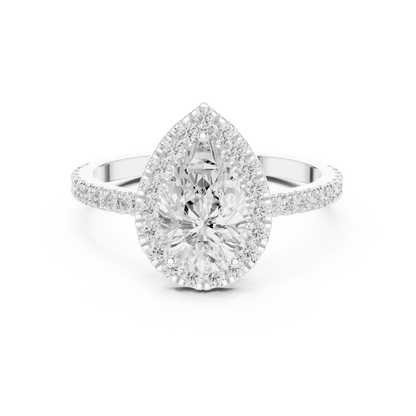 Pear Cut Halo Diamond Engagement Ring