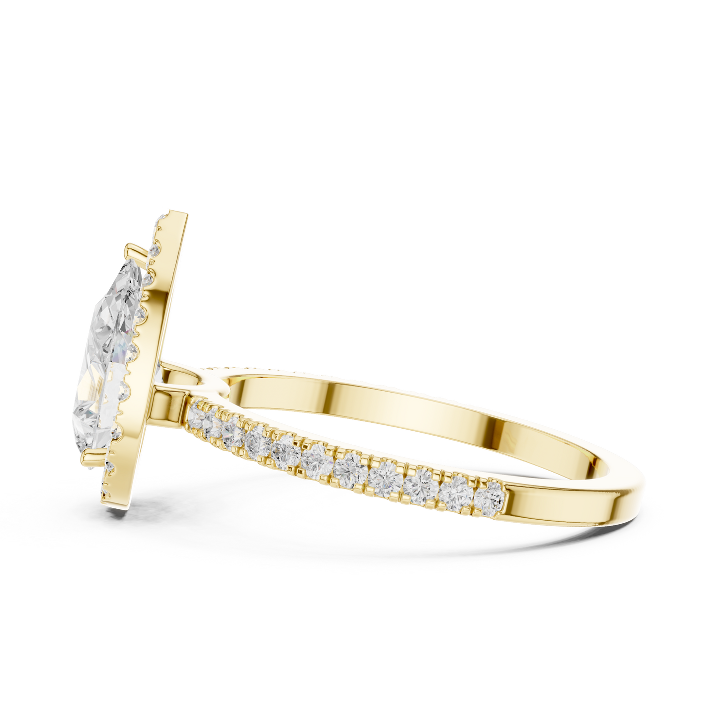 Pear Cut Halo Diamond Engagement Ring
