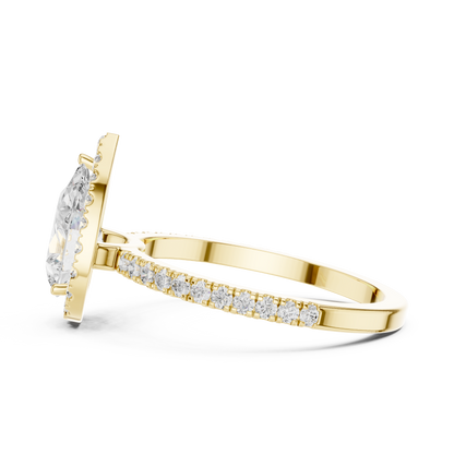 Pear Cut Halo Diamond Engagement Ring