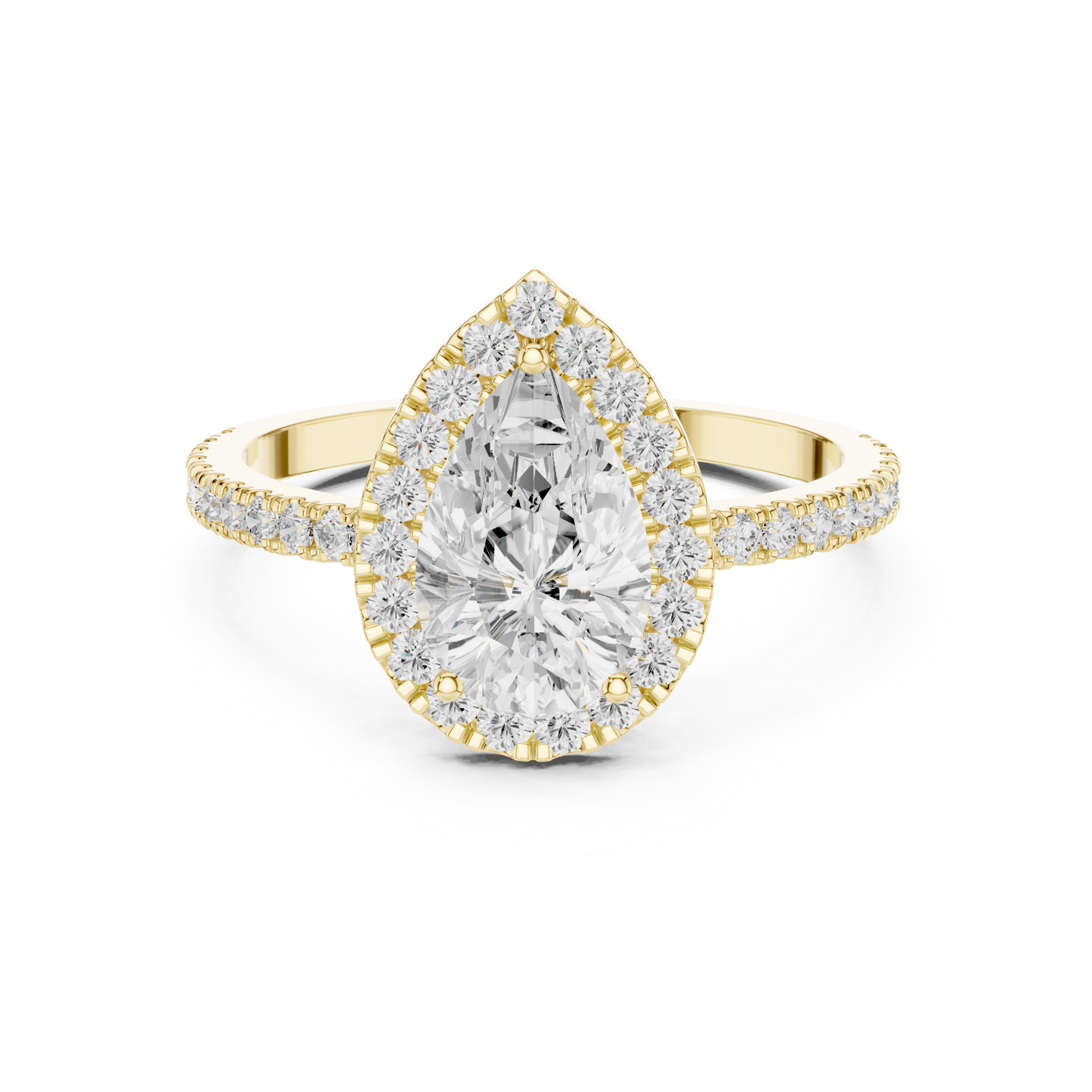Pear Cut Halo Diamond Engagement Ring