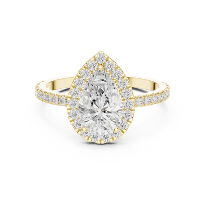 Pear Cut Halo Diamond Engagement Ring