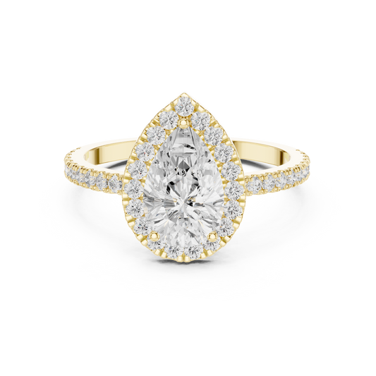 Pear Cut Halo Diamond Engagement Ring