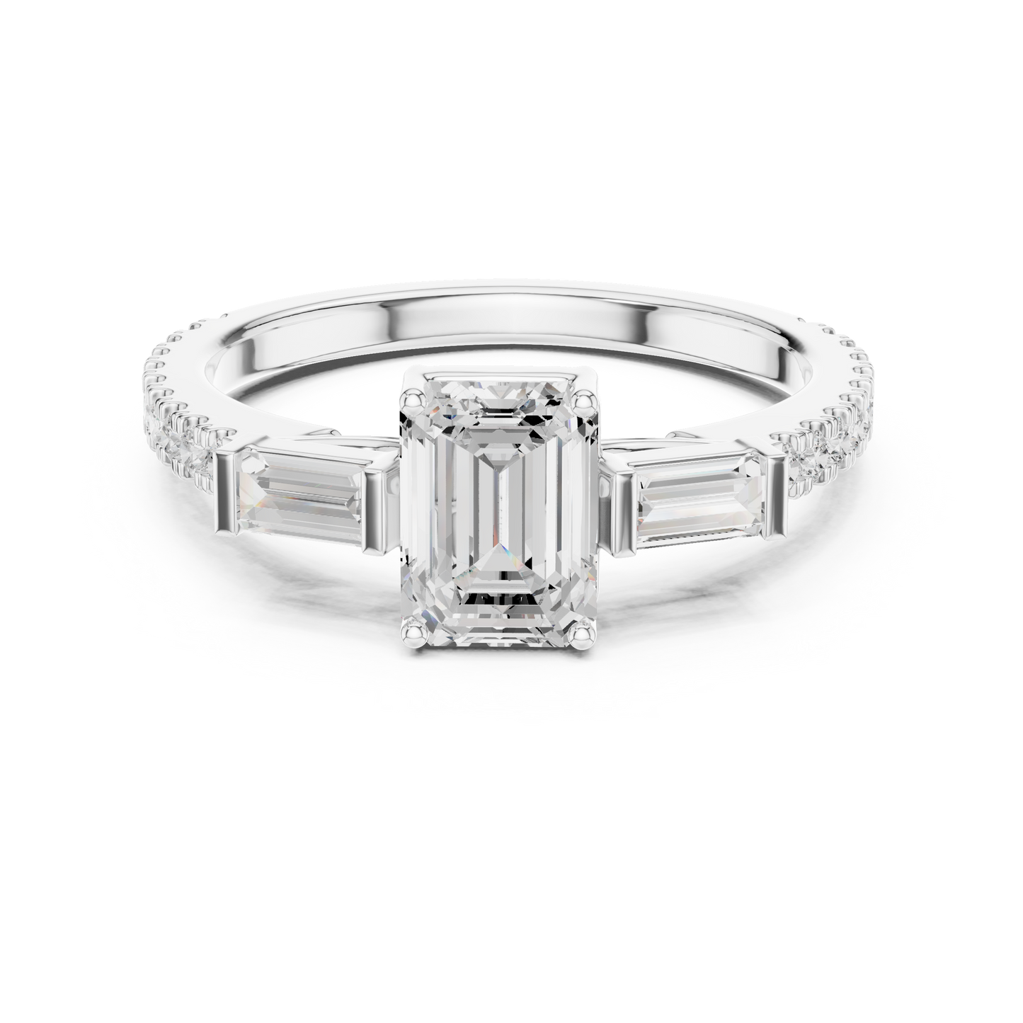 Emerald Baguette Luxe Pave Ring