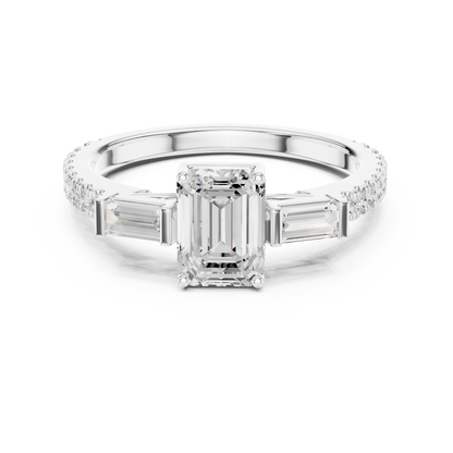 Emerald Baguette Luxe Pave Ring