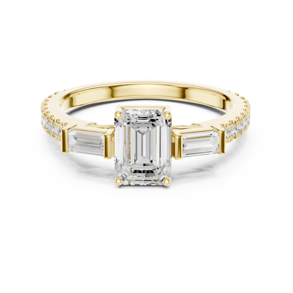 Emerald Baguette Luxe Pave Ring