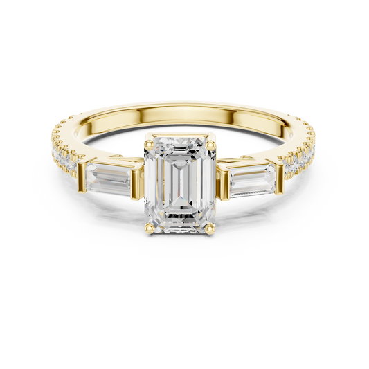 Emerald Baguette Luxe Pave Ring