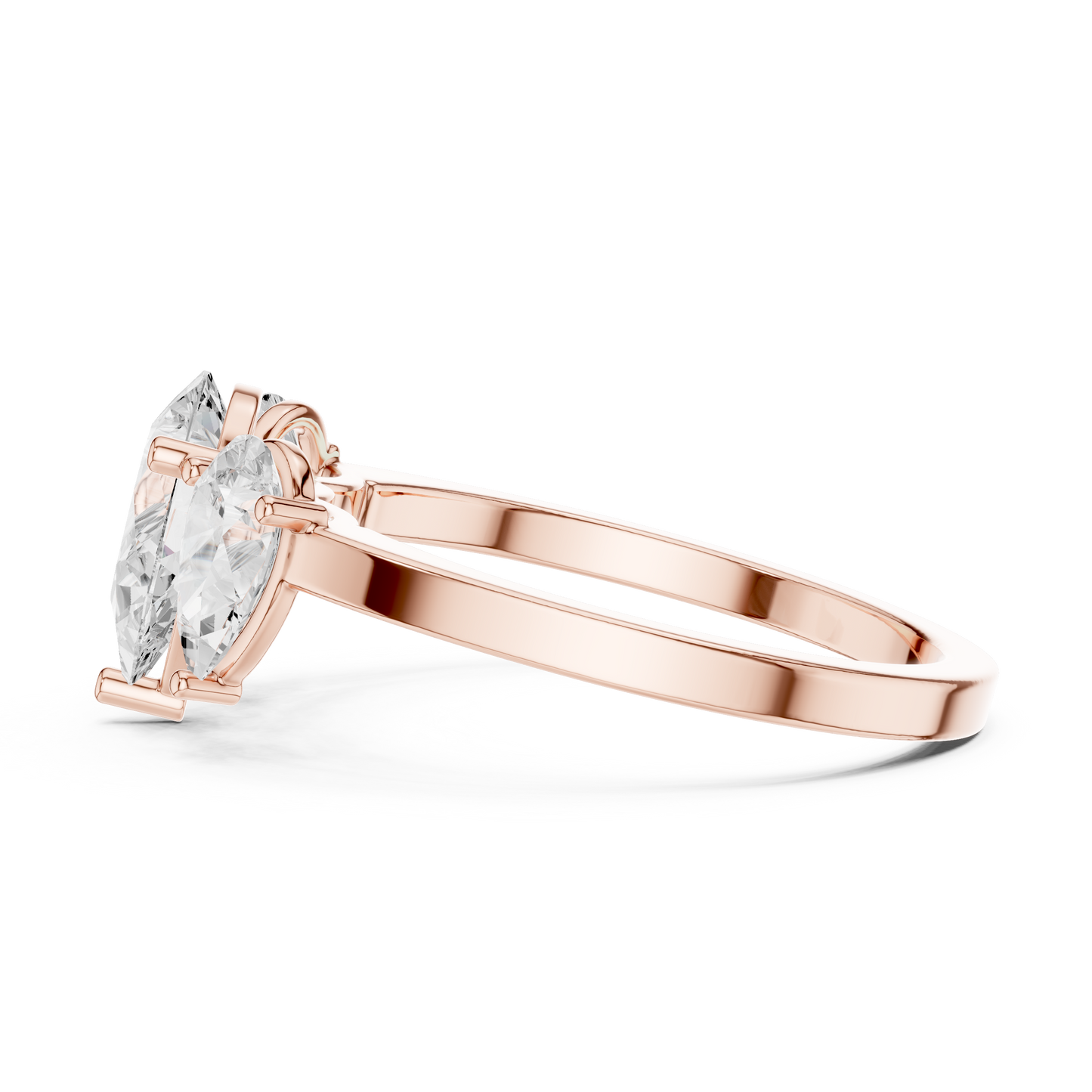 Pear Cut Three-Stone Diamond Ring with Graduated Side Pears