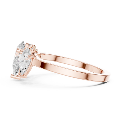 Pear Cut Three-Stone Diamond Ring with Graduated Side Pears