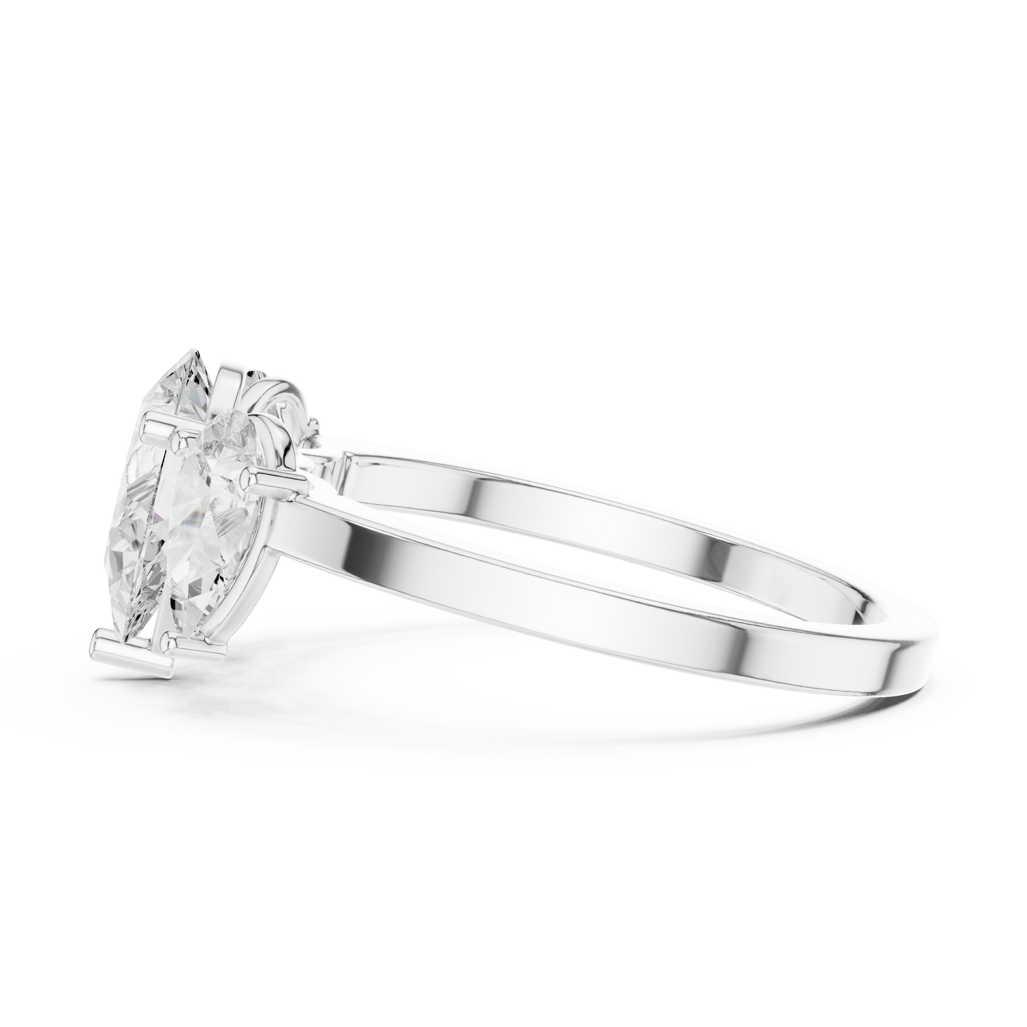 Pear Cut Three-Stone Diamond Ring with Graduated Side Pears