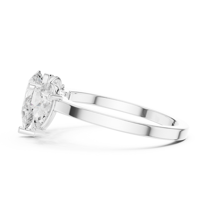 Pear Cut Three-Stone Diamond Ring with Graduated Side Pears