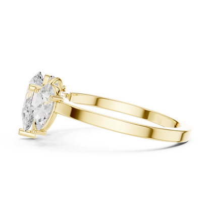 Pear Cut Three-Stone Diamond Ring with Graduated Side Pears