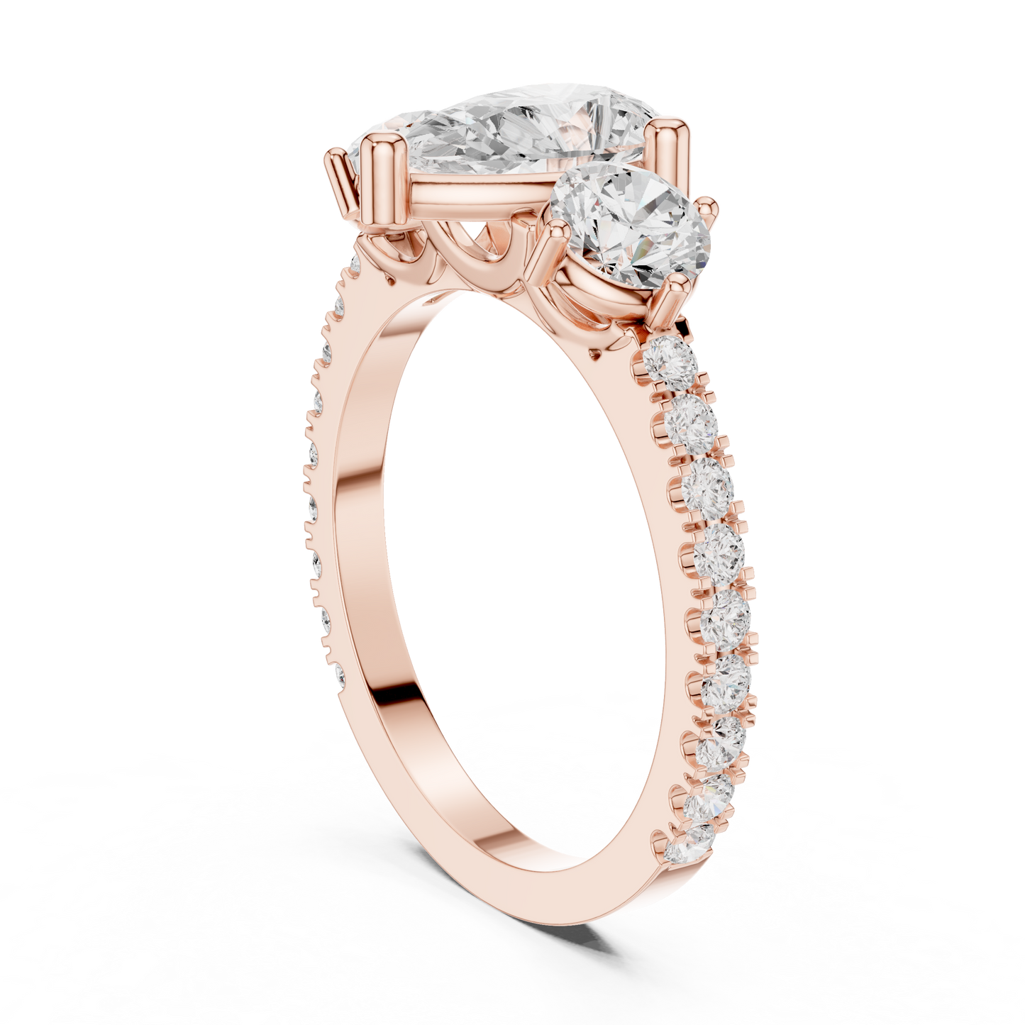 Pear Trilogy Sculpted Pave Ring