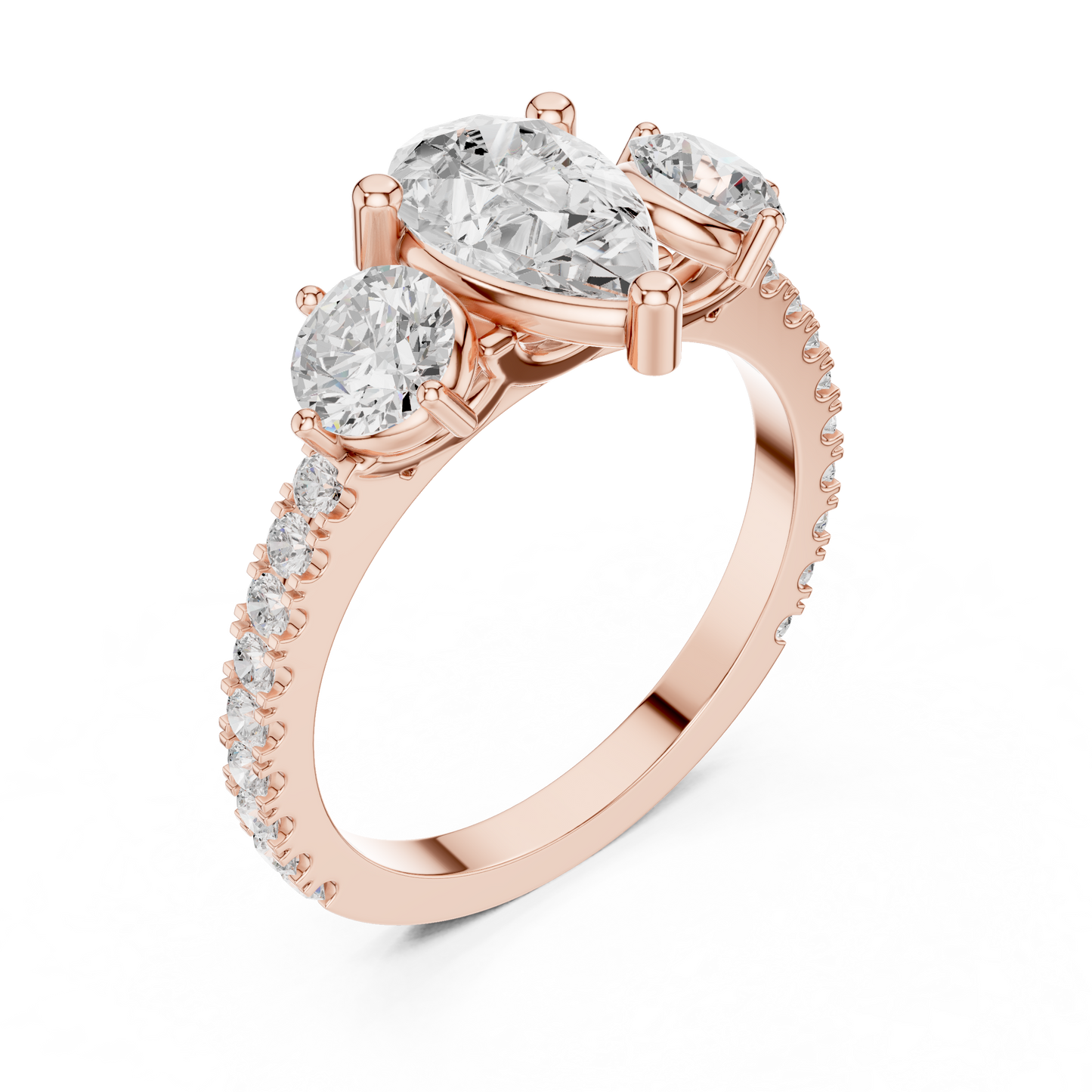 Pear Trilogy Sculpted Pave Ring