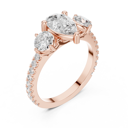Pear Trilogy Sculpted Pave Ring