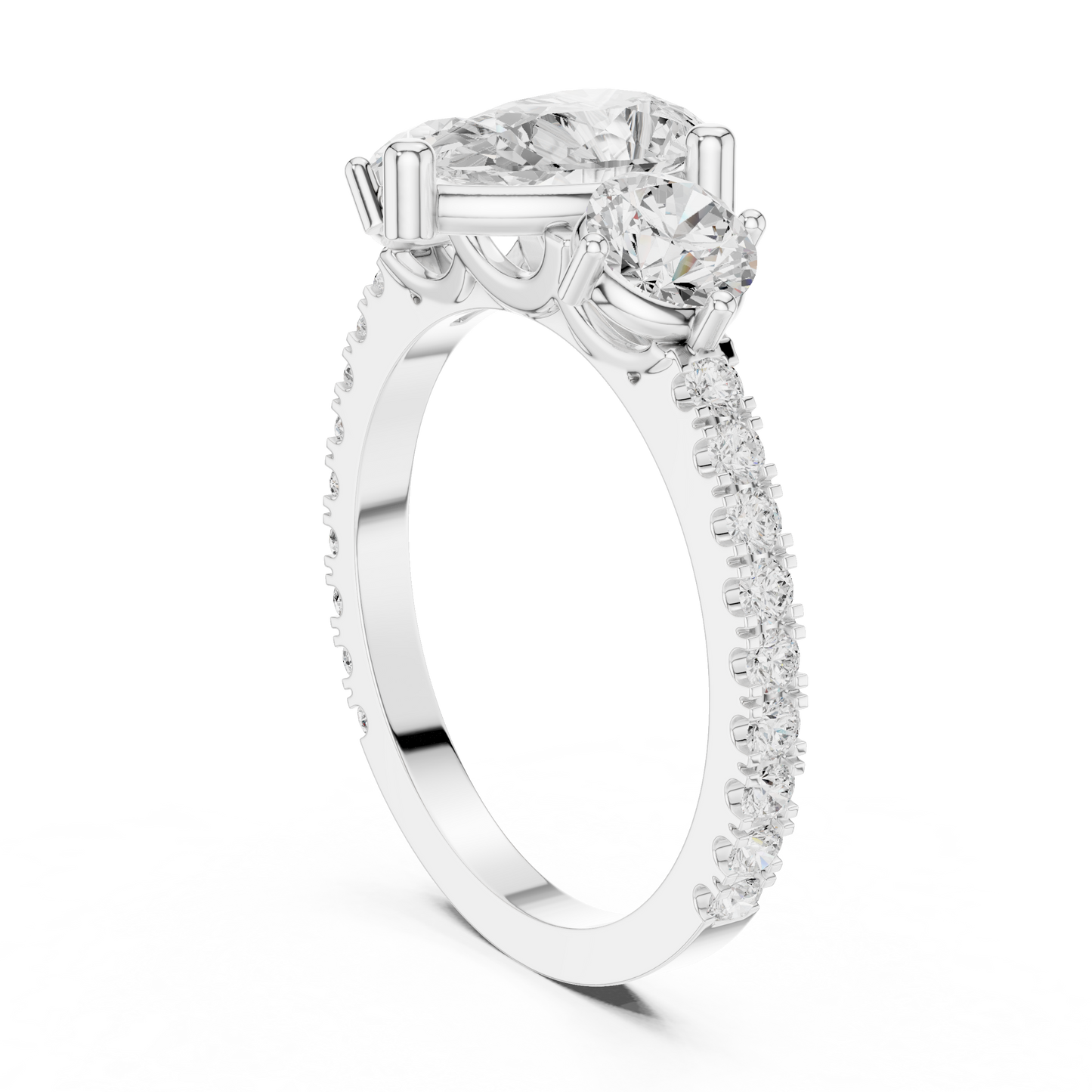 Pear Trilogy Sculpted Pave Ring