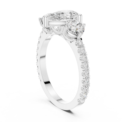 Pear Trilogy Sculpted Pave Ring