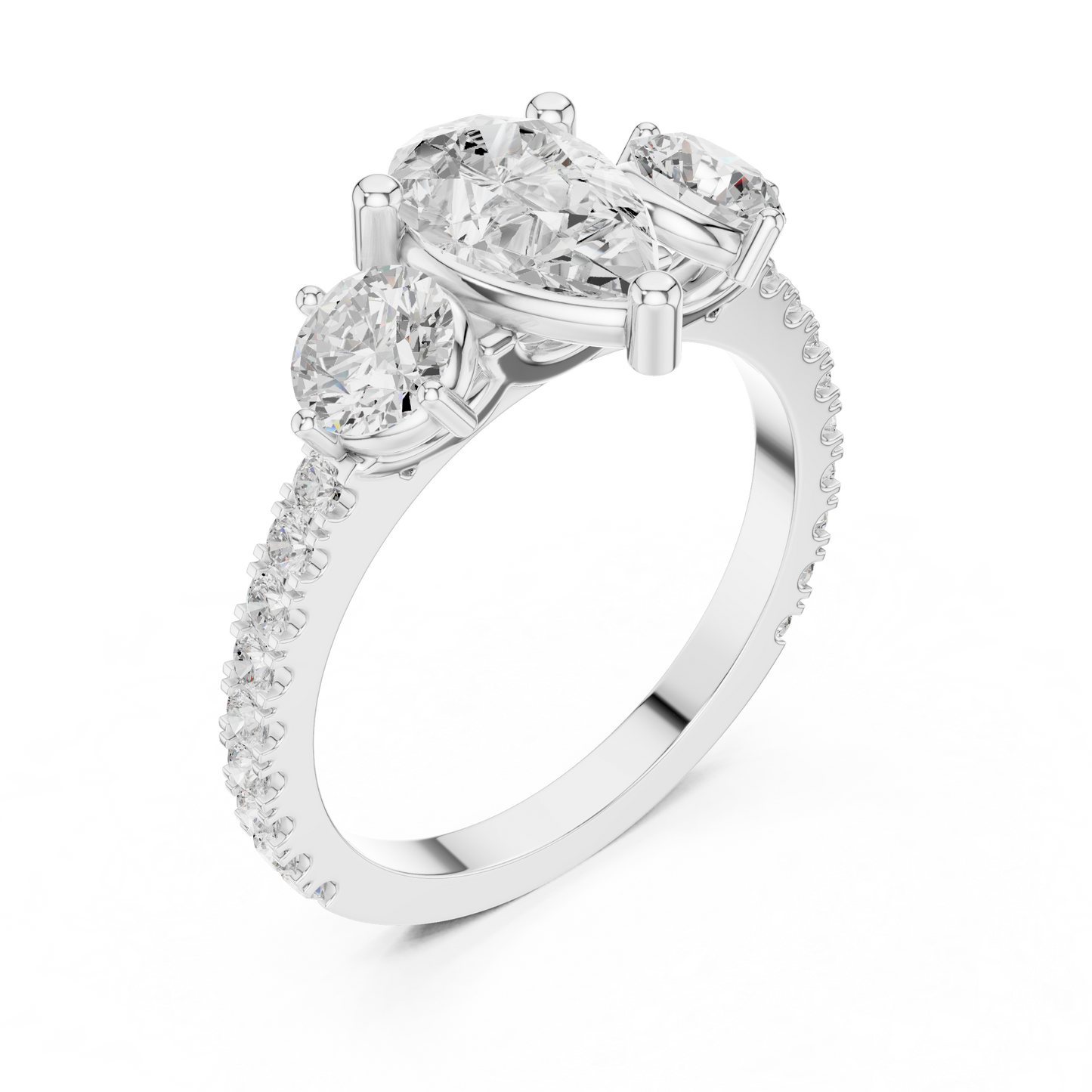 Pear Trilogy Sculpted Pave Ring